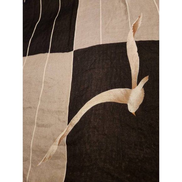 Vintage Seagull Black and Beige Scarf Animal Neck Scarf - Picture 2 of 5